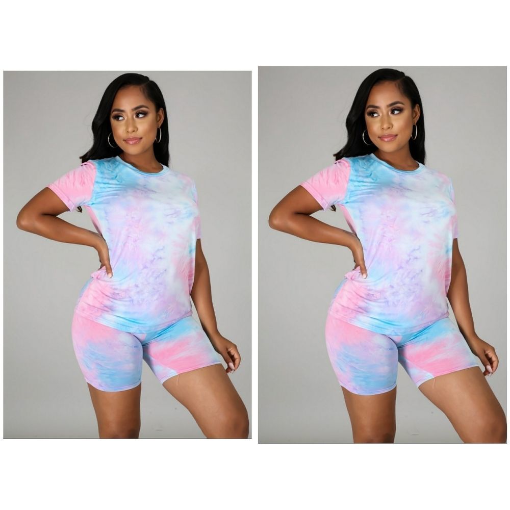 Tie Dye Biker Shorts Set